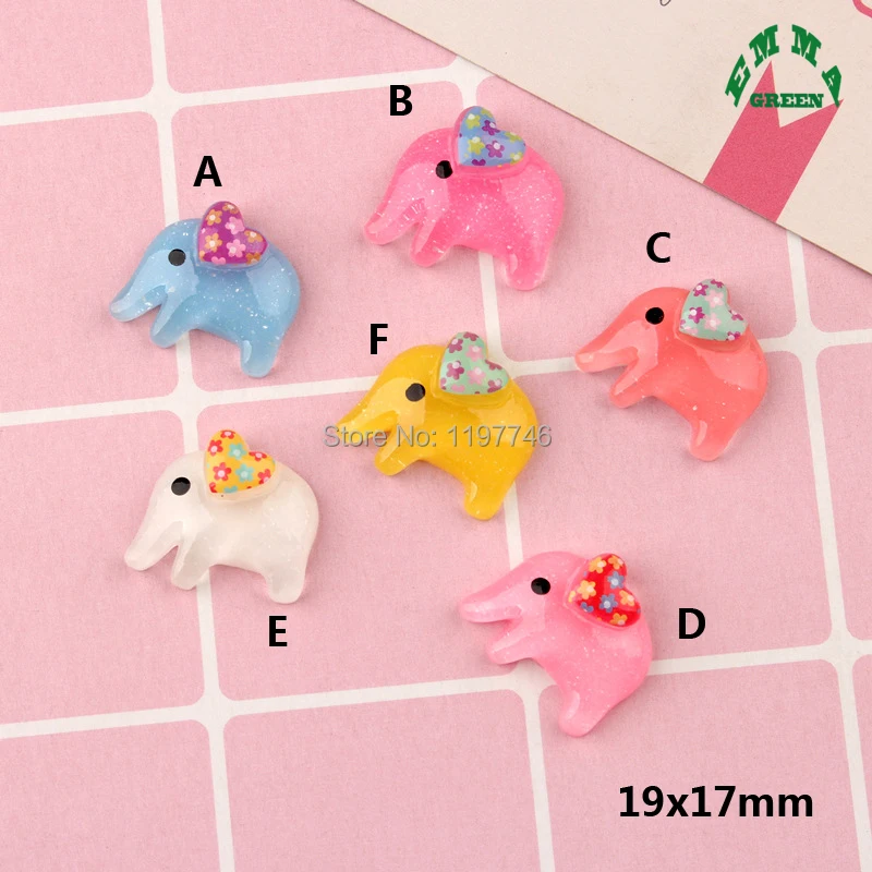 

Kawaii Resin Flatback Colorful Elephant Cartoon Cabocho Scrapbook Embellishment DIY Phone Decoration Accessories 19mm 10pcs