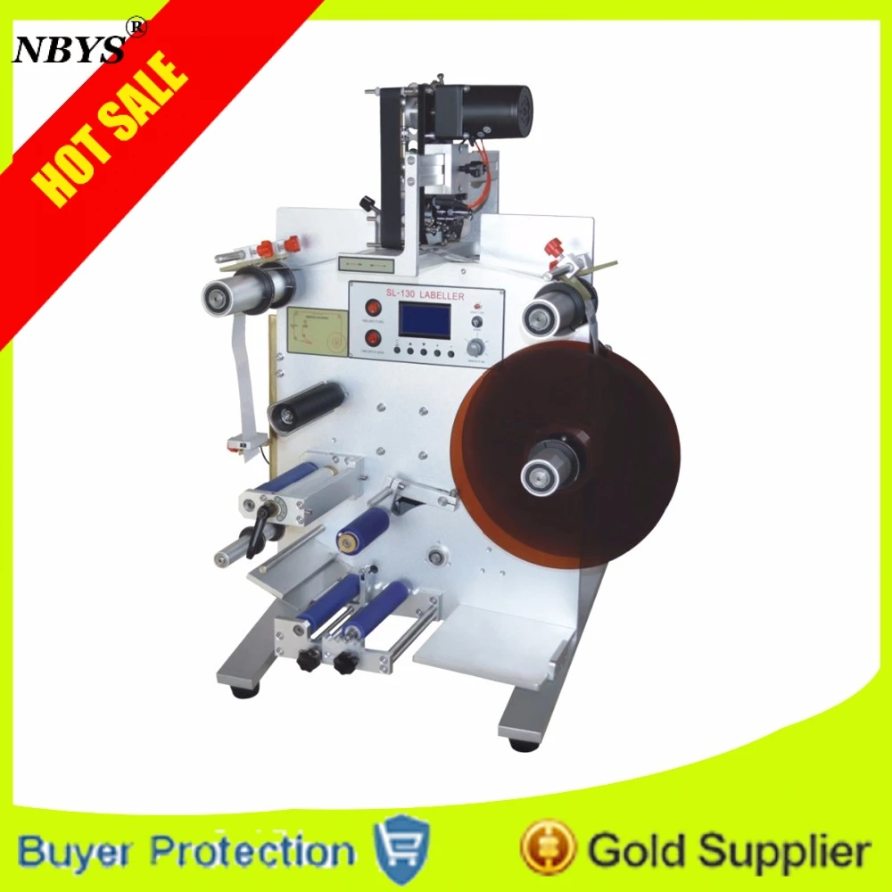 

Free Shipping Semi-Automatic Round Bottle Labelling Machine transparent label sticker Machine two size labels labeling machine
