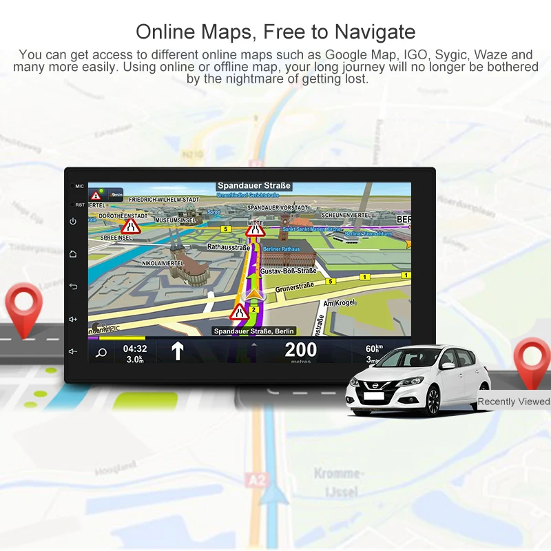 7 дюймов Android8.1 2 Din автомобильный DVD радио мультимедиа плеер GPS навигация