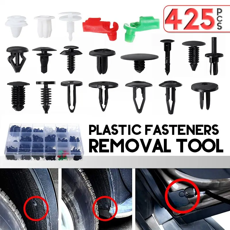

19 Sizes Car Retainer Clips 425 Pcs Plastic Fasteners Kit 19 Most Popular Sizes Auto Push Pin Rivets Set -Door Trim Panel Clips