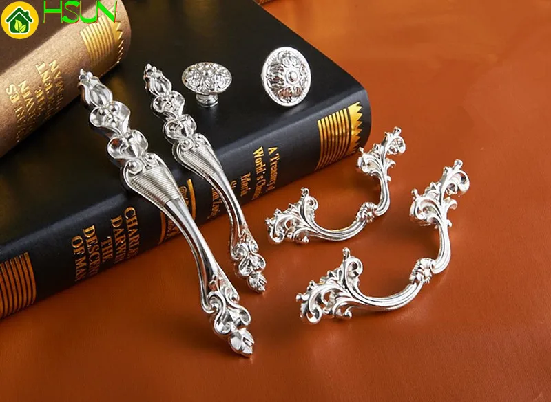 

2 pcs 6 Styles Chic Drawer Pulls Handle Knobs Chrome Silver Flower Dresser Handle Knob Rustic Kitchen Handles Furniture Hardware