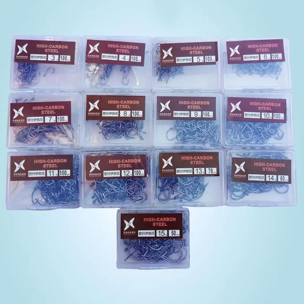 

100 Pcs/Box 3-15 Fishing Hooks Set with Hole As picture Perforated Hook Fishing Gear