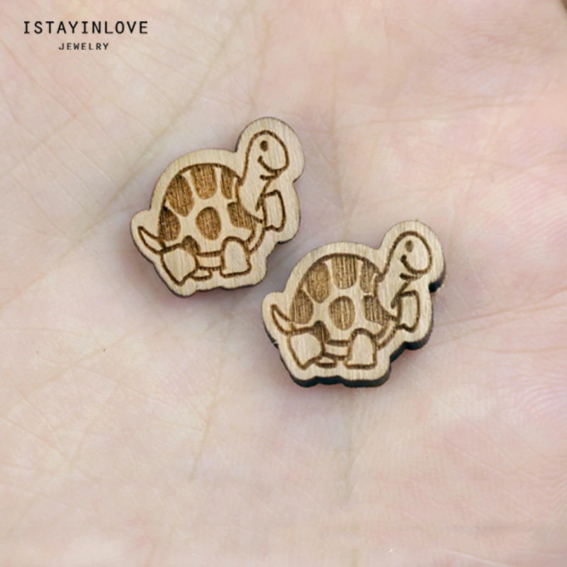 

Handmade Jewelry Making Supplies Beads Laser Cut Wooden Turtle Charm For DIY Necklace Earrings Brooch Ring SWC70 4