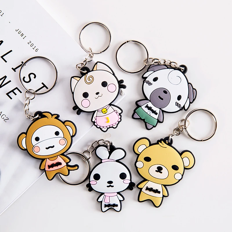 

Cute Anime Cartoon Animals Keychain Baymax Minions Key Chain Car Motorcycle Keyring Silicone PVC Keyring Pendant Girl Gift FZ113