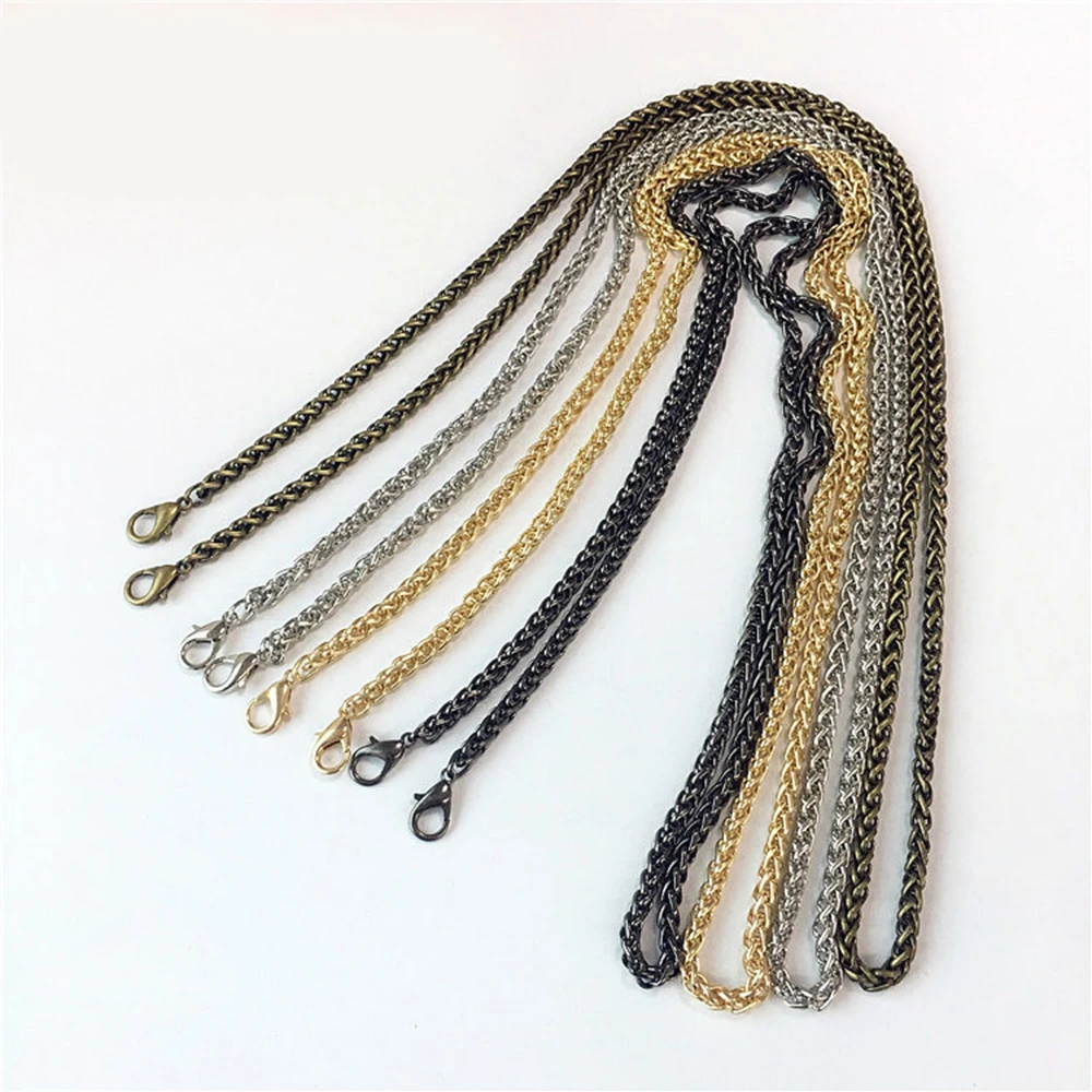 10pcs DIY Hand Working Cross 5mm Width 120cm Length Lock Metal Purse Frame Chains Chain Strapsfor Sewing Bag Craft Accessories