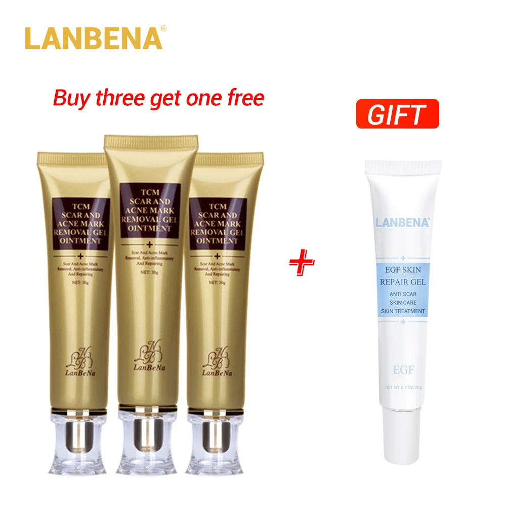 

LANBENA Acne Scar Removal Cream Repair Skin Face Cream 3pcs+EGF Serum Whitening Treatment Blackhead Skin Care Buy 3 Get 1 Gift
