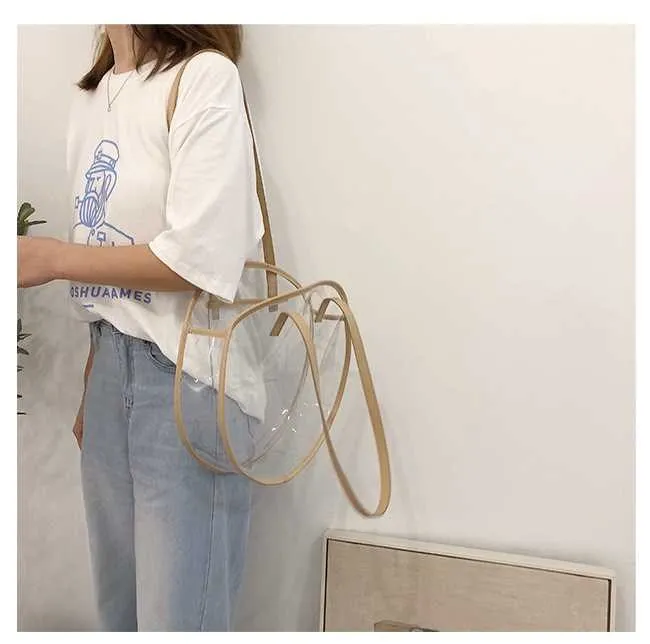 Designer Bag Clear Round Big Shoulder Circle Beach Holiday Bag Lady Bag Brand Transparent Jelly Pack