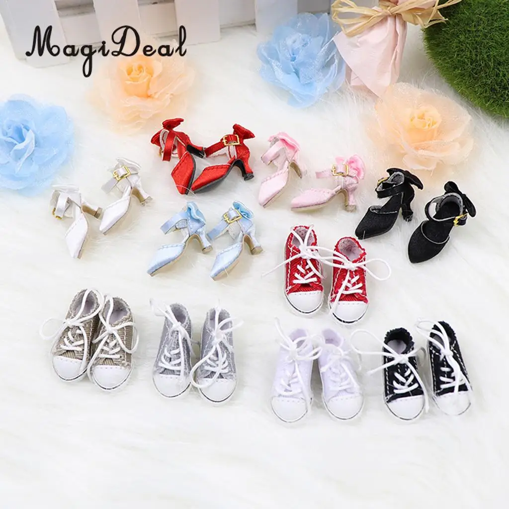 

3 Pairs of Doll Pointed Toe Shoes Block High Heels for 1/6 Blythe Dolls Accs