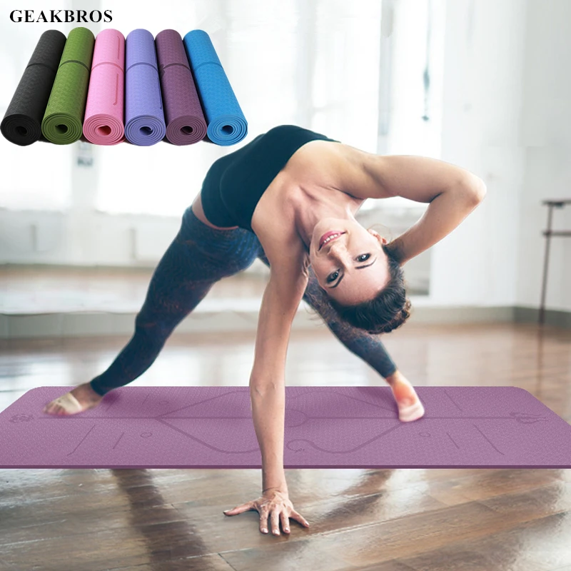 

1830*610*6MM TPE Yoga Mat With Position Line Non Slip Carpet Mat For Beginner Yoga Pilates Fitness Gymnastics Balance Pad Mats