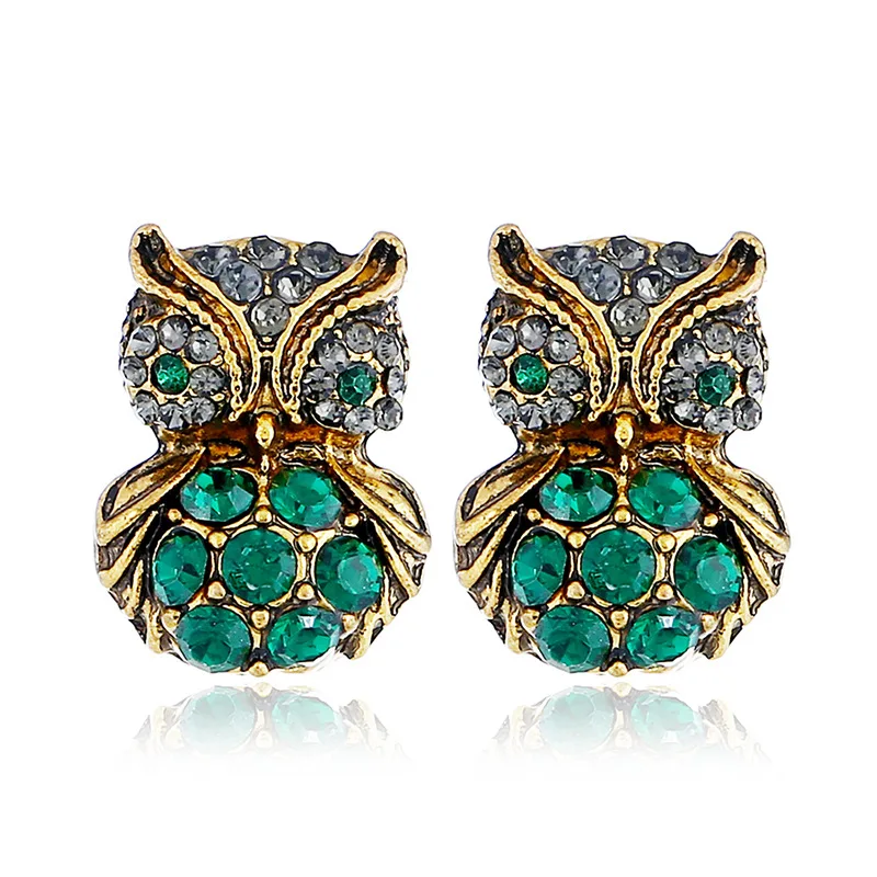 Бренд Anise, женские серьги-гвоздики с кристаллами в виде совы, женские зеленые стразы, серьги для девочек, Букле д 'Орель, ювелирные изделия, аксессуары