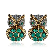 Бренд Anise, женские серьги-гвоздики с кристаллами в виде совы, женские зеленые стразы, серьги для девочек, Букле д 'Орель, ювелирные изделия, аксессуары