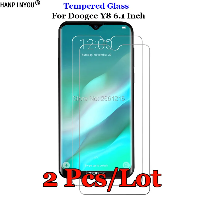 

2 Pcs/Lot For Doogee Y8 6.1" Tempered Glass 9H 2.5D Premium Screen Protector Film