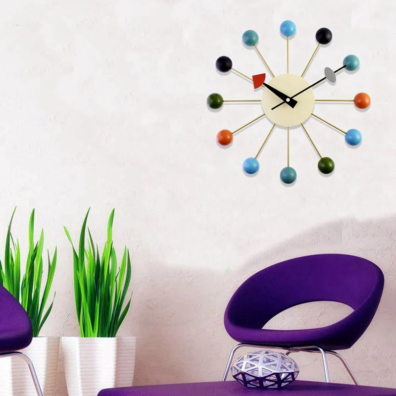 Simple Colorful Ball Modern Clock Art Simulation Sport Decorative Candy