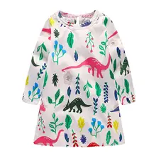

Colorful Baby Girls Dresses Cartoon Printed Long Sleeve Dresses for Girl Kids Clothes Loose Cotton Girls Dress O-Neck Clothing