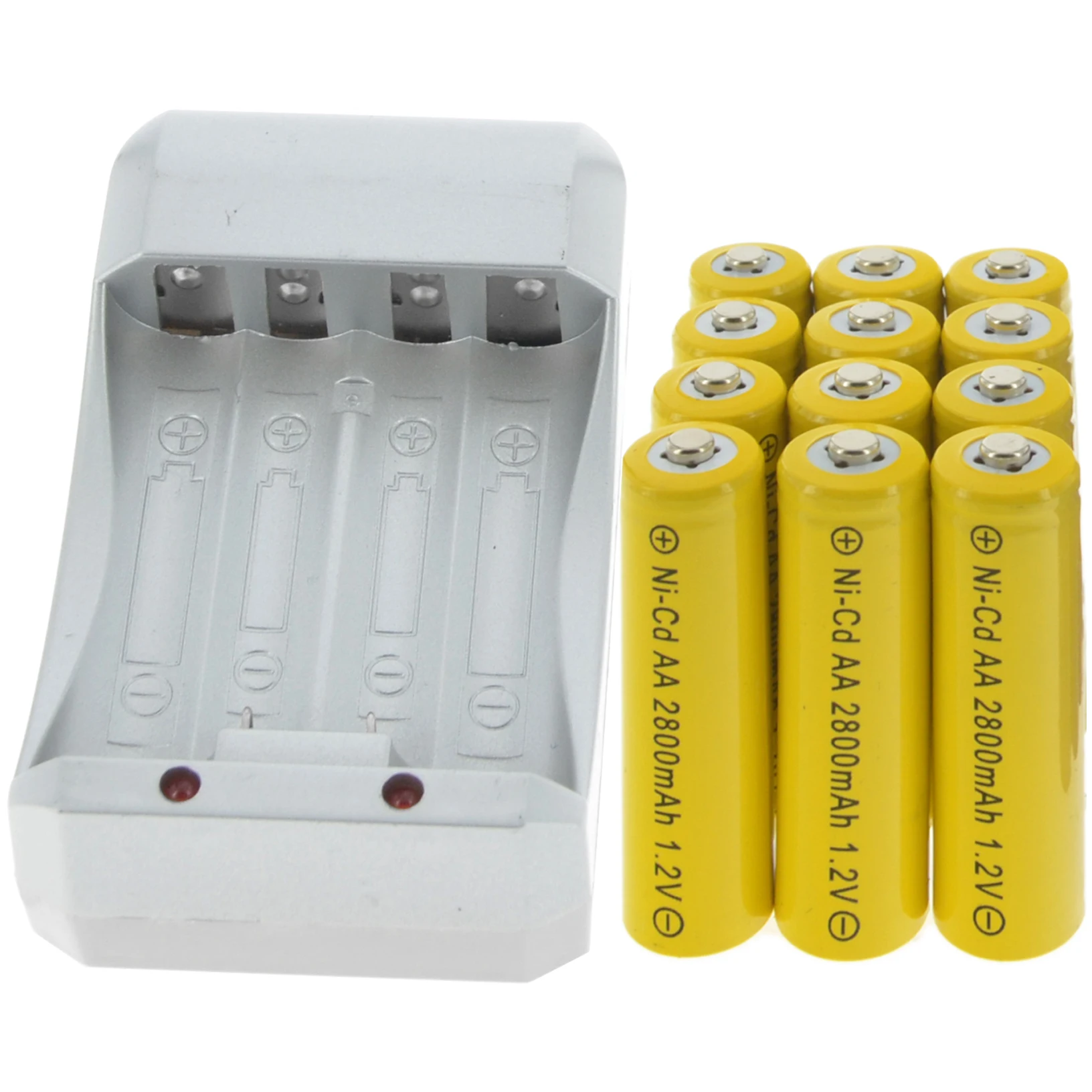 12x AA 2800 мАч 1 2 в Ni-cd YEL цветная аккумуляторная батарея + зарядное устройство 4 лота |