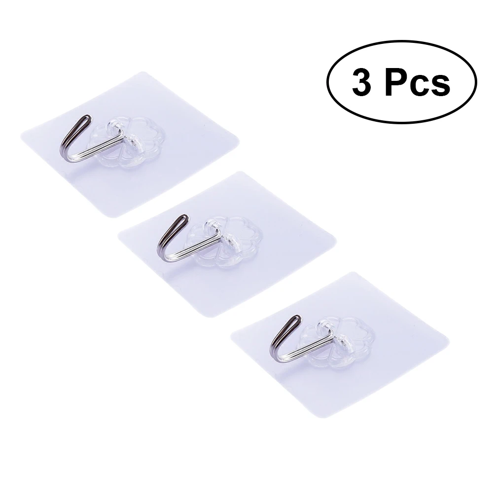 

3pcs/pack Traceless Transparent Seamless Strong Adhesive Hook Stick Hook Wall Hook Wall Hanger for Bathroom Living Room
