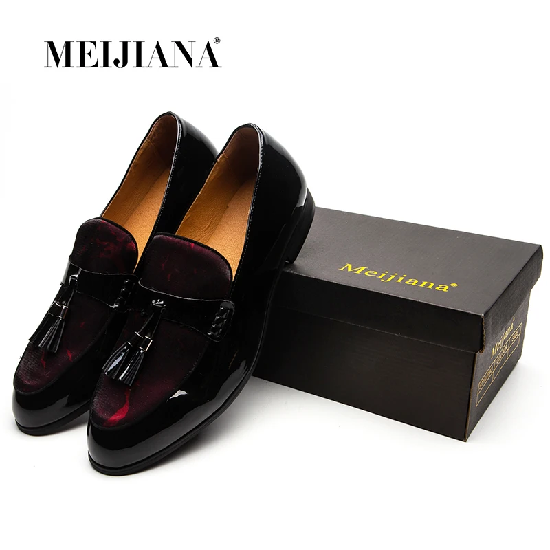 Masculinos Respirável Homens Meijiana Mocassins Festa Couro Vermelho Com Da Preto De Sapatos Moda on Slip 5AAqaEw