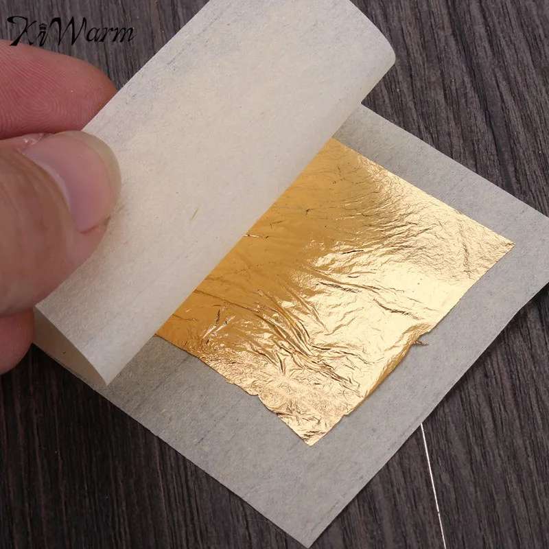 Utility 10 Sheets Practical 24K Pure Real Edible Gold Leaf Foil Gilding Handicrafts Cake Decoration Face Beauty Mask 4.33x4.33cm ► Photo 1/5