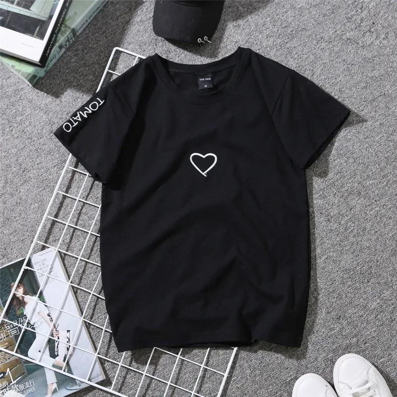 2019 Couples 3D T-Shirt For Women Heart White Tops T Shirt Men T Shirt Embroidery Lovers T-Shirt Femme Dress Summer Female Gifts