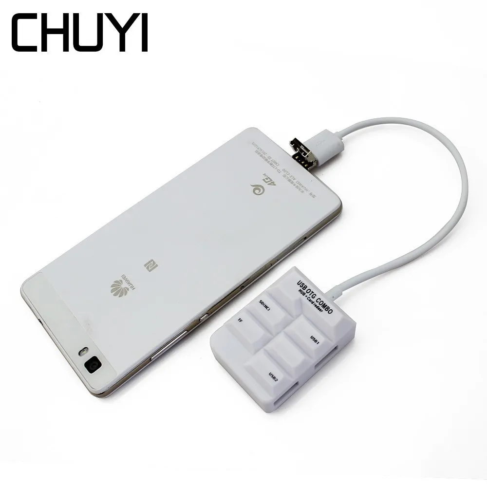 USB OTG USB2.0 концентратор с Micro SD TF кардридером комбинированный высокоскоростной 2