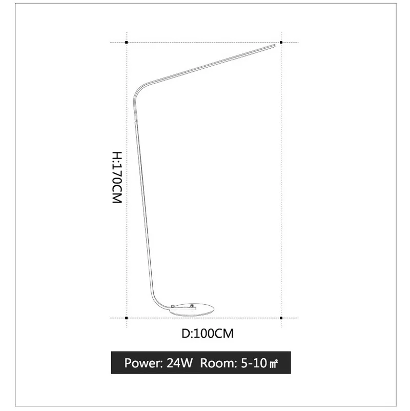 Постмодерн минимализм СВЕТОДИОДНЫЙ торшер для спальни черный/белый Железный напольный светильник 24 Вт кабинет офисы освещение AC110-220v