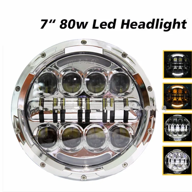 Motorcycle 7Inch Round Moto LED Projector Headlight for Harley Softail