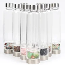 Природный кварц драгоценный камень бутылка для воды точка с кристаллом обелиск исцеляющий Кристалл гравия очистки Degaussing стекло