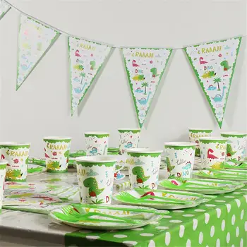 

12PCS/pack Dinosaur Themed Birthday Supplies For Boys Girls Toddlers Baby Birthday Party Banner Decor Background Tablecloths