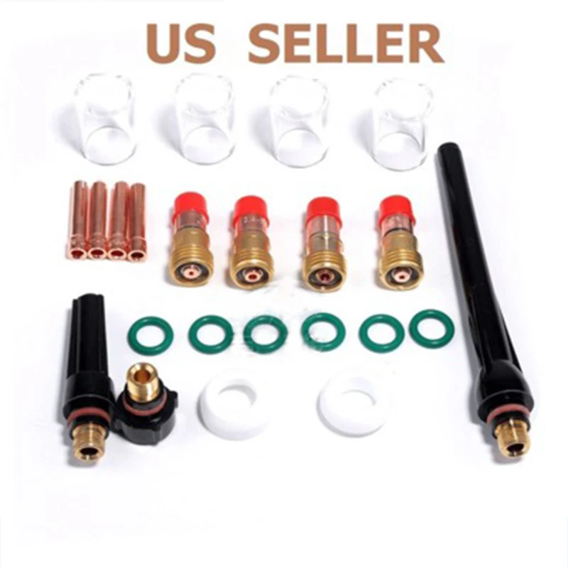 

23pcs Professional Tig Welding Torch Gas Lens Kit with 4pcs # 10 Pyrex Cup For Tig WP-17/18/26 Torch