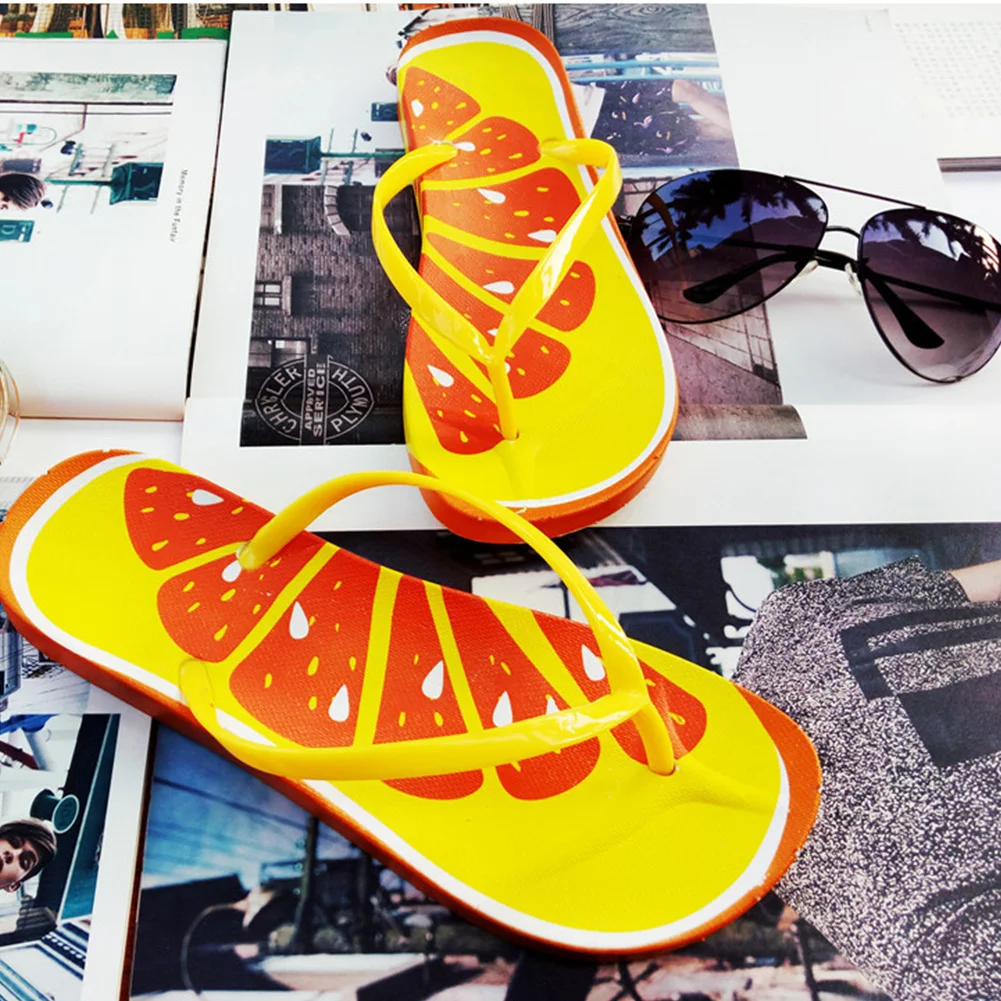 

Summer Slipper Flip Flops Fruit Pattern Beach Slipper Women Summer Flat Slipper promotion low price