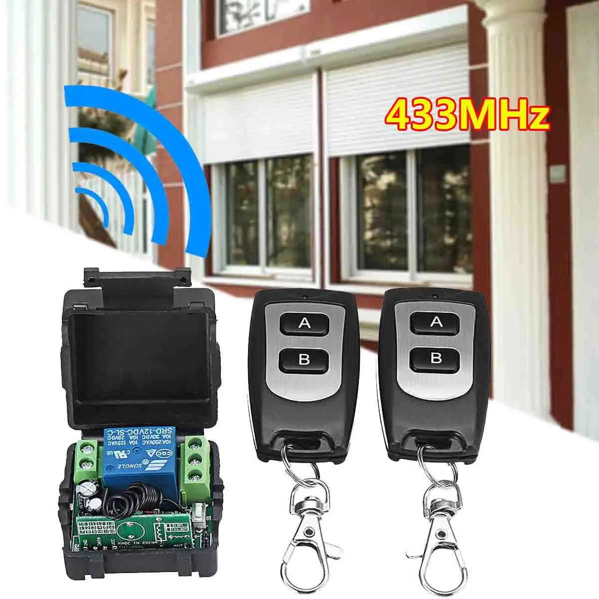 

New DC12V 433MHz Relay 1CH Wireless RF Remote Control Switch Transmitter for Light Green Receiver Transmitters Set with Box