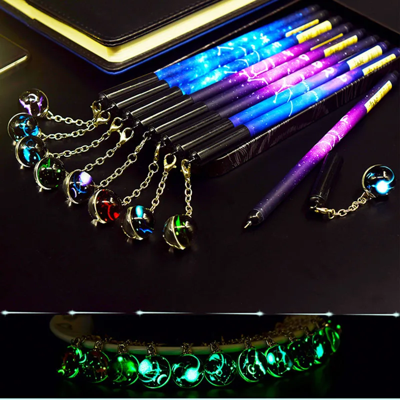 

0.5mm Creative Luminous Gel Pen Twelve Constellations Neutral Pens For Writing Girls Gifts School Supplies Novelty Stationery