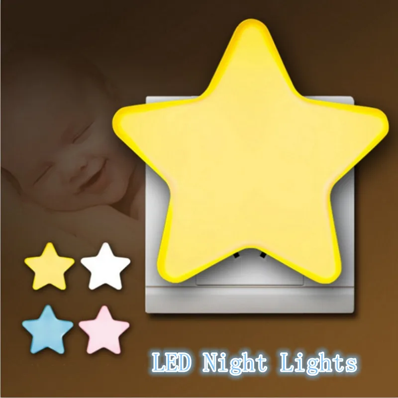 

Free Shipping Novelty Star Sensor Control LED Night Light For Baby The Aged EU/US Plug AC 110-240v Toilet Bedroom Night Lights