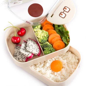 

Lunch Box Plastic Microwave Portable Double Layer Food Container Fruit Storage For Picnic School Office Workers