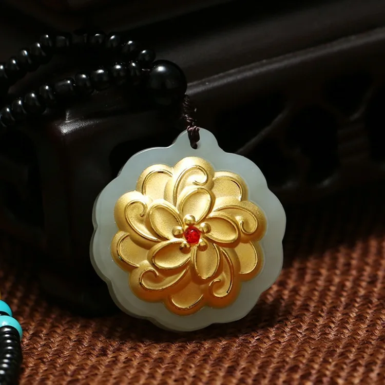 

2018 Hot Sale Druzy Popsocket 3 D 4 Inset S Inlaying Hetian Gem Sun Pendant Bauhinia Female Model Good Wholesale Manufacturer