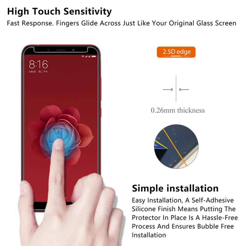 9H закаленное стекло для Xiaomi Redmi 6A 6 Pro защита экрана 5A Note 5 Защитная пленка стекла