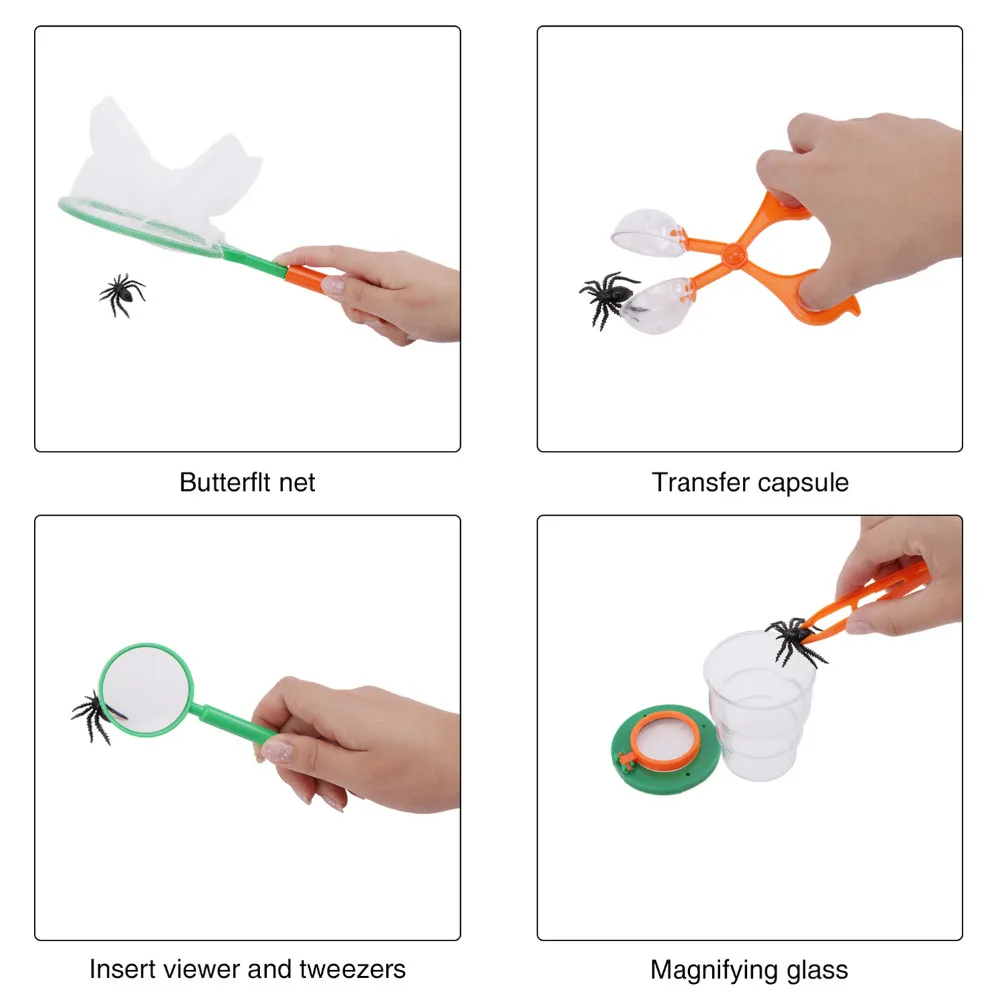 Kids Outdoor Adventure Explorer Equipment Set Binoculars Magnifier Butterfly Net Flashlight Educational Insects Tools Toys Kit