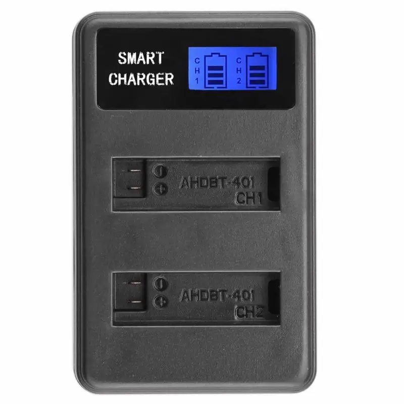 AHDBT-401 ЖК-дисплей двойной порт USB зарядное устройство для GoPro Hero 4 Экшн-камера СВЕТОДИОДНЫЕ экраны зарядное устройство