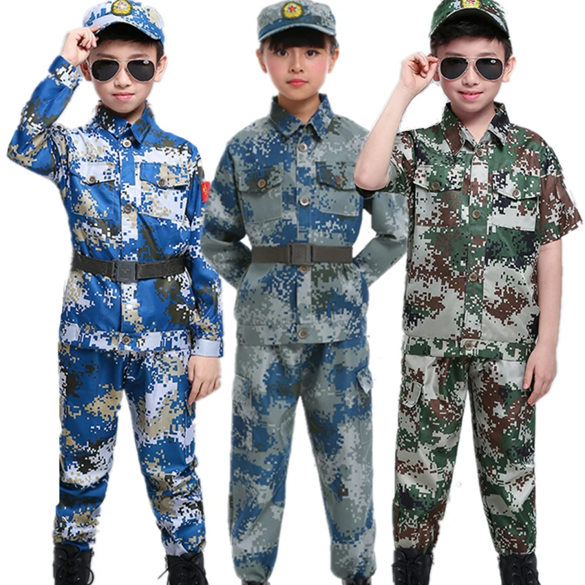 

Soldier Cosplay Carnival Halloween Costumes for Kids Army Suit Disguise Military Uniforrm Camouflage Party Performance Girl Boy