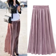 Женское Двухслойное Плиссированное длинное платье макси с эластичной талией, шифоновая юбка, один размер