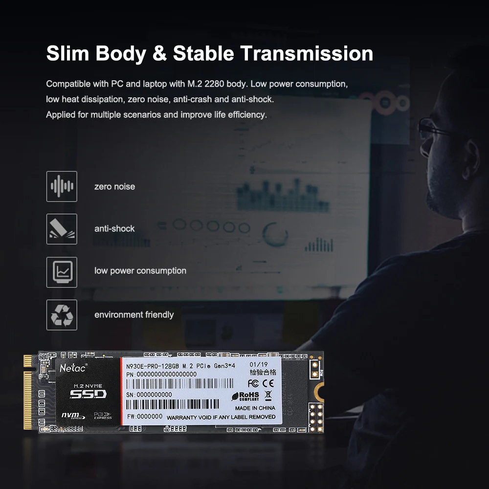 Netac N930E Pro M.2 2280 SSD 128 ГБ 256 512 NVMe PCIe Gen3 * 4 3D MLC/TLC NAND Flash Внутренний твердотельный