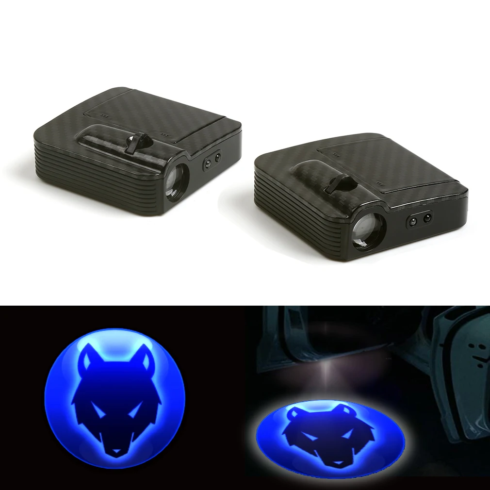 

New Wireless Fit For Blue Wolf Logo Car Door LED Laser Projector Ghost Shadow Light 12V Pair