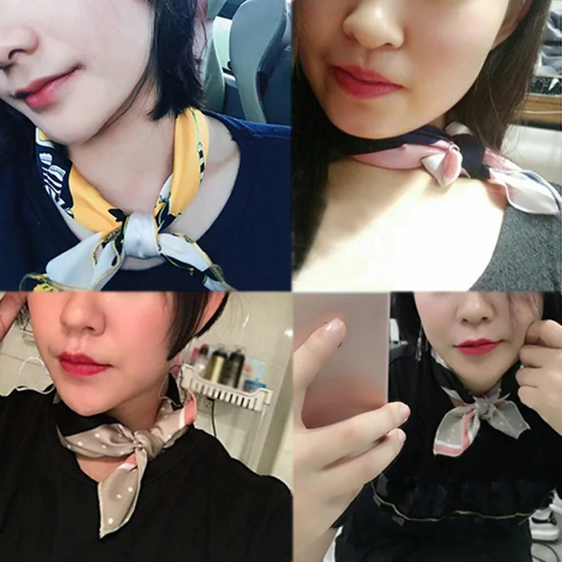 Small Square Wristband 50cm Retro Fashion Wild Hair Band 1pc New Career Satin Women Silk Feel Head Scarves Neck Tie Elegant