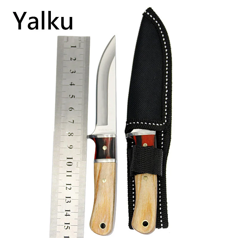 Yalku Портативный нож для выживания с нейлоновой сумкой, тактический нож с фиксированным лезвием, карманный нож для кемпинга, инструмент для охоты