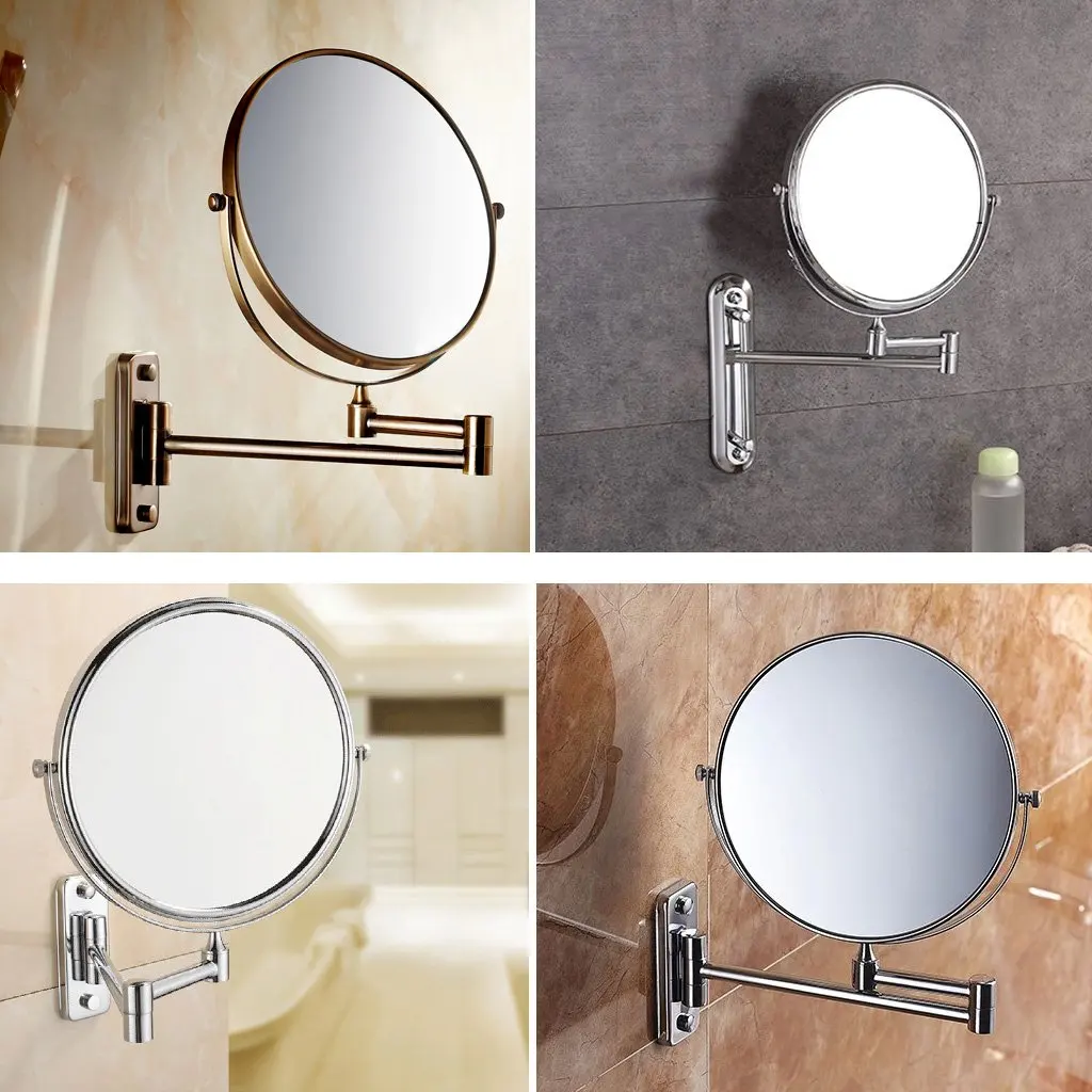 

Silver Extending 8 inches cosmetic wall mounted make up mirror shaving bathroom mirror 7x Magnification