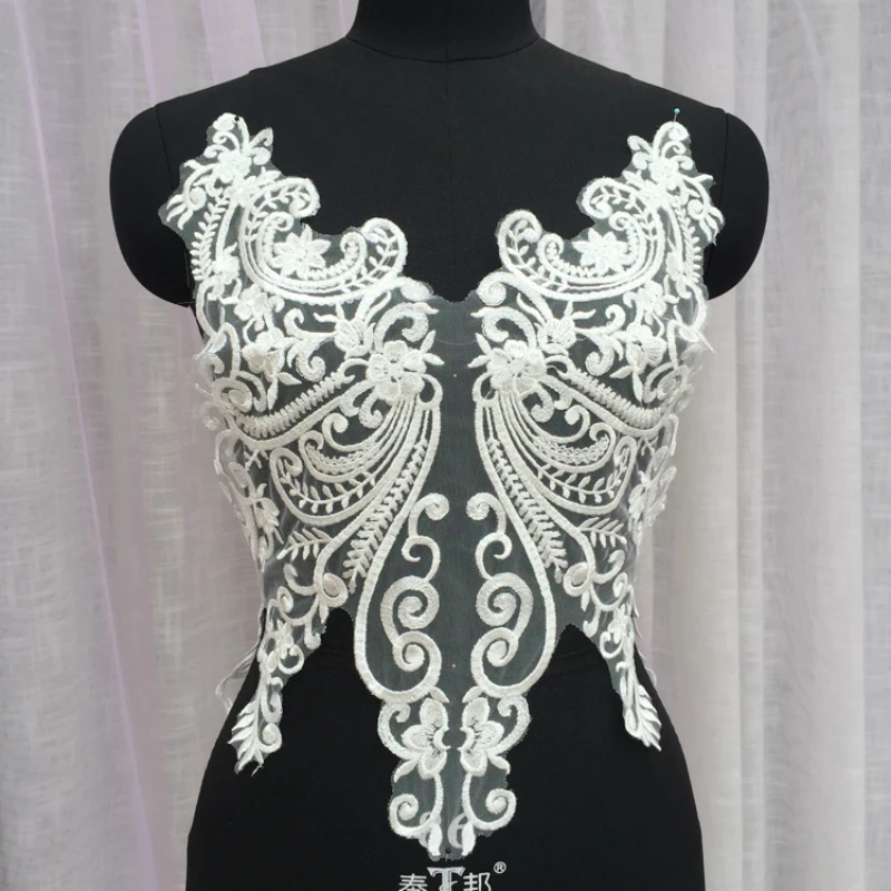 

Luxurious Sexy European Tulle Lace Embroidery Paillette Flower Stick Wedding Dress Costume Model Show DIY Banquet Decoration