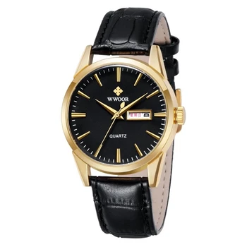 

Wwoor Men Watch Date Leather Strap Sport Watches Male Casual Quartz Watch Men Wristwatch