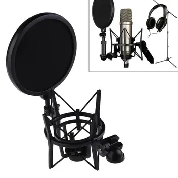 

Professional Microphone Mic Shock Mount with Shield Filter Screen Mic Shock Mount Holder Bracket For Large Diaphram Mic