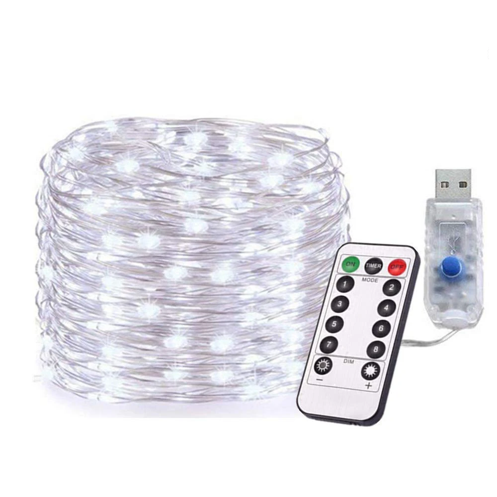 2 упаковки DC5V USB 5 м светодиодный Серебряный медный провод гирлянды с пультом