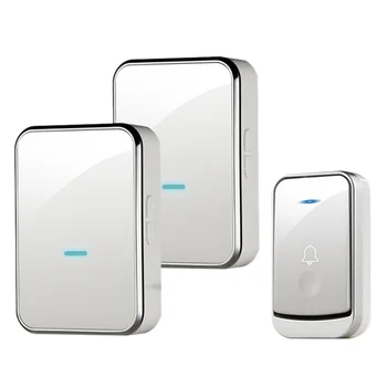 

JABS Waterproof Doorbell Intelligent Wireless Doorbell 200M Remote Smart Door Bell 45 Chimes 1 Emitter 2 Receiver(Us Plug)
